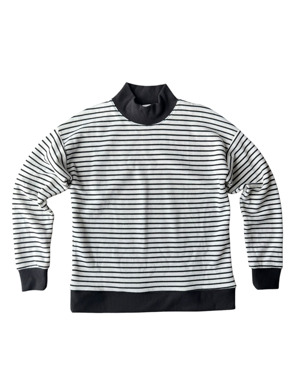 Evereve Black and White Striped Turtleneck Sweater Size S